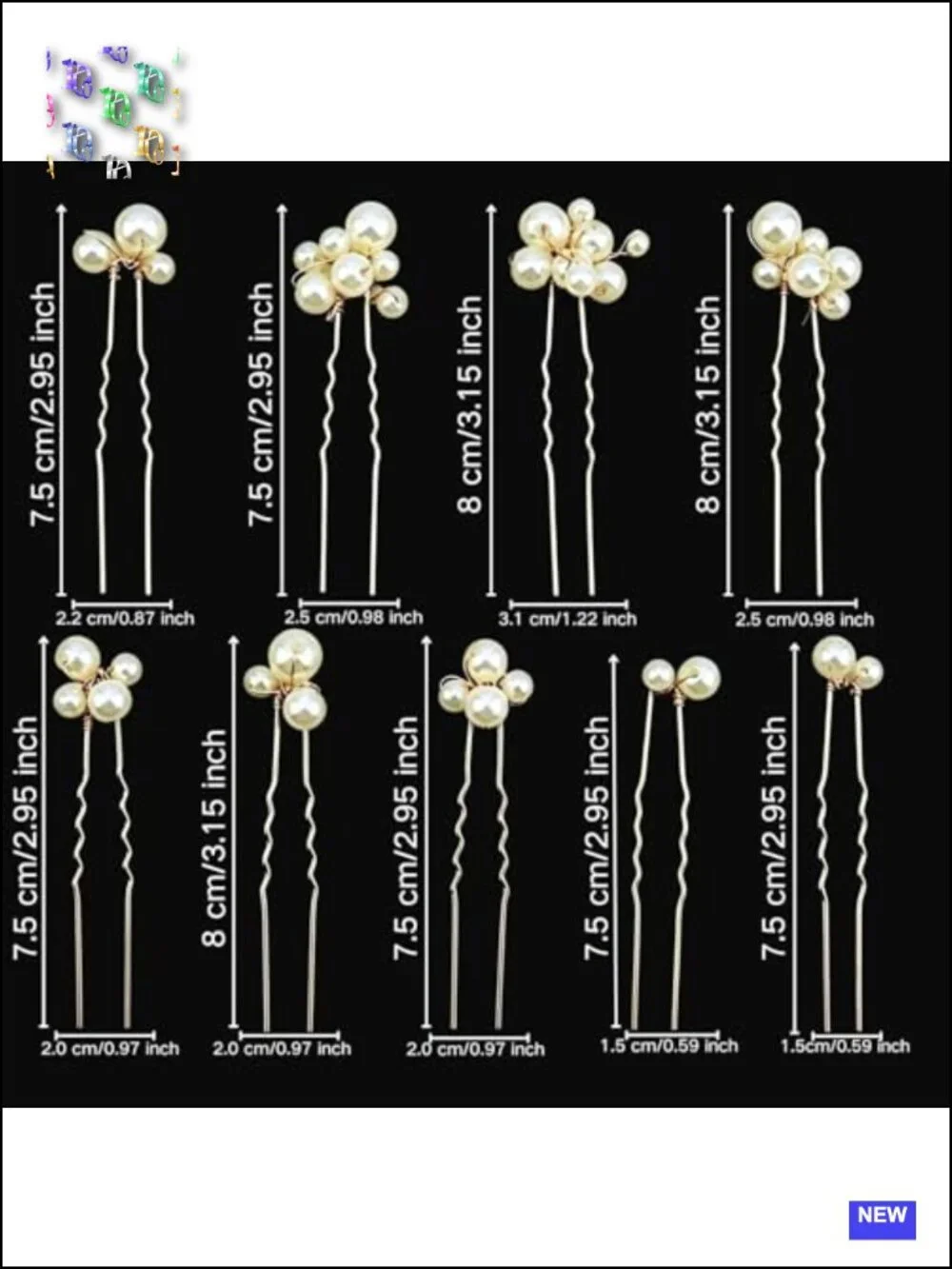 9 Pack Pearl Hair Pins U-Shaped Gold Hair Pins for Women